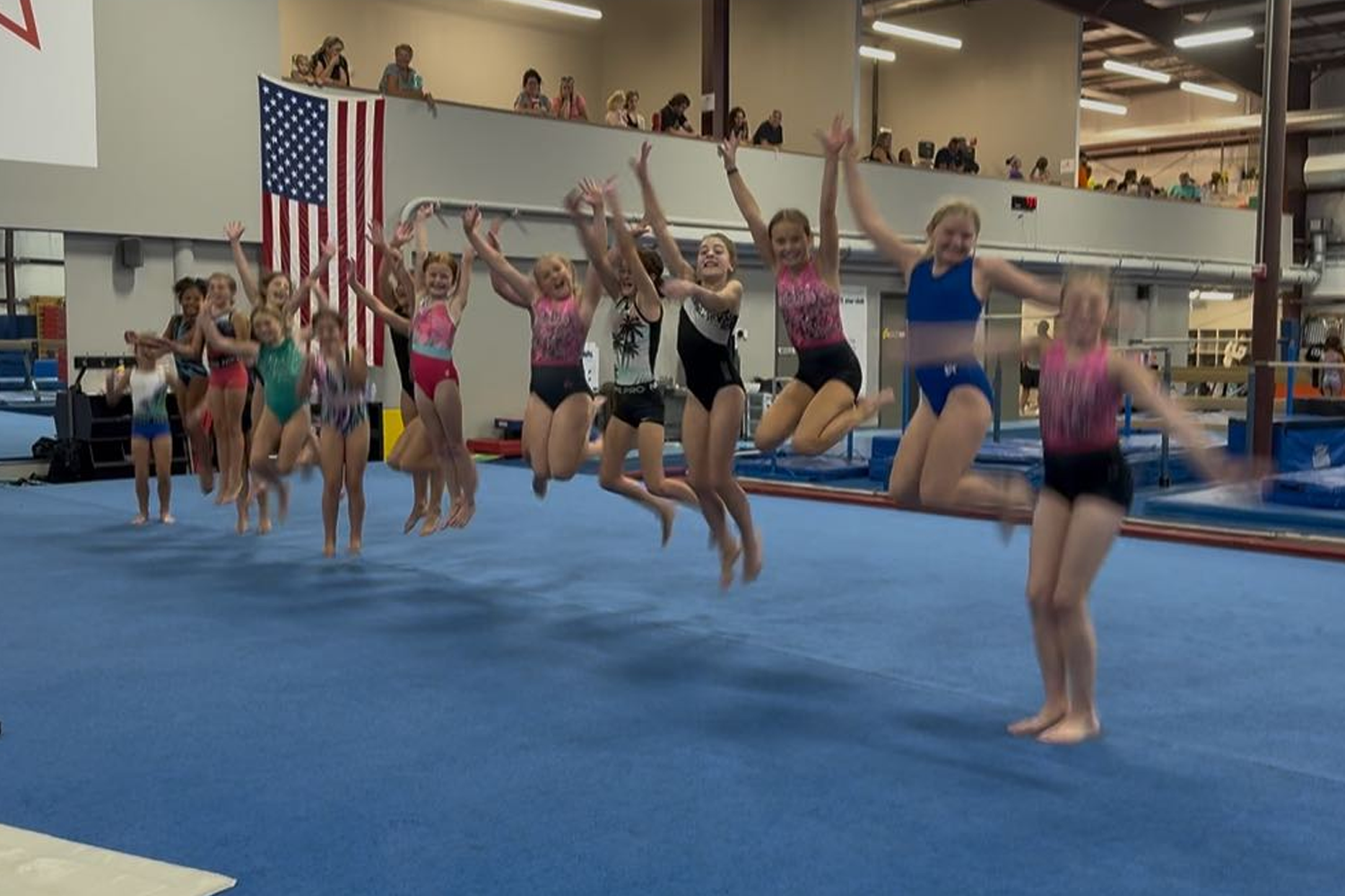Group of girls jumping in the air